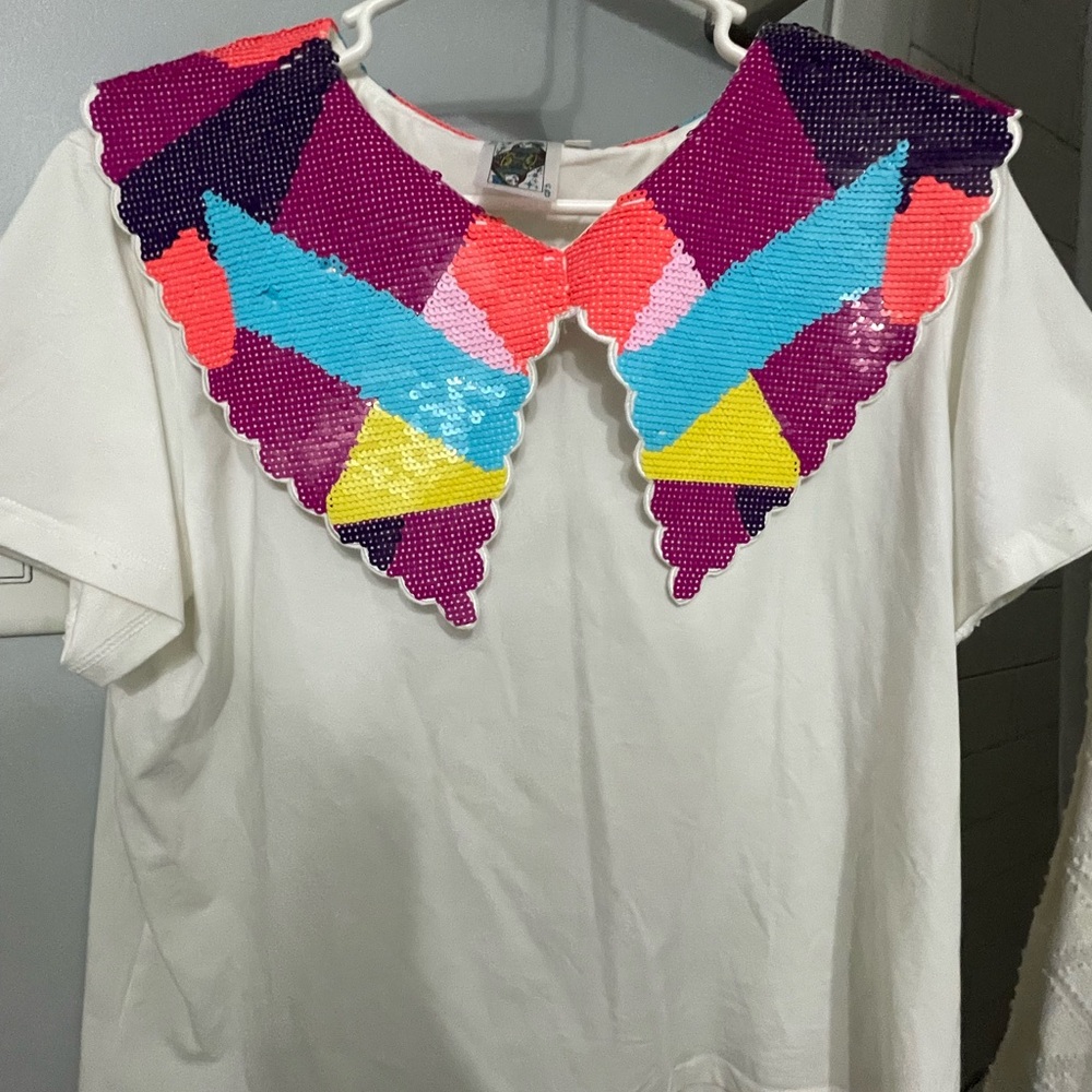 Colorful Geometric Collar Women's Top